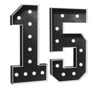 Número Iluminado For Cumpleaños,Números Decorativos Iluminados Con LED,Con Pistola Pegamento Caliente Y Soporte For Decoración Cumpleaños,Festivales,Bodas(Black Number 15,2FT)
