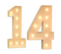 Número Iluminado For Cumpleaños,Números Decorativos Iluminados Con LED,Con Pistola Pegamento Caliente Y Soporte For Decoración Cumpleaños,Festivales,Bodas(Yellow Number 14,2FT)