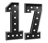 Número Iluminado For Cumpleaños,Números Decorativos Iluminados Con LED,Con Pistola Pegamento Caliente Y Soporte For Decoración Cumpleaños,Festivales,Bodas(Black Number 17,4FT)
