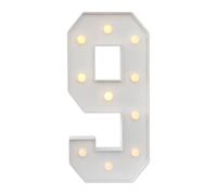 Número LED iluminado, 100 cm, número grande con bombillas, 0, 1, 2, 3, 4, 5, 6, 7, 8, 9, con caja de pilas, 2000 - 3000 K, para graduaciones, bodas (9)