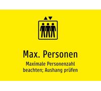 Número máximo de personas - comprobar el número máximo de personas; cartel de aluminio A3: 420 x 297 mm - con gráficos y texto