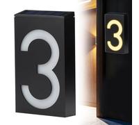 Número solar de puerta de 7.3 pulgadas, letreros de número de casa iluminados de nergética, números de casa LED de luz cálida resistente a la intemperie, letreros de casa fáciles de