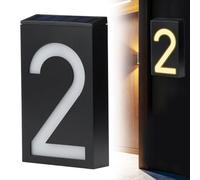 Número solar de puerta de 7.3 pulgadas, letreros de número de casa iluminados de nergética, números de casa LED de luz cálida resistente a la intemperie, letreros de casa fáciles de