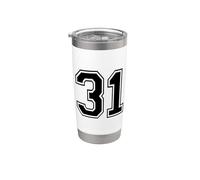 Número Treinta Uno #31 Uniforme de Equipo Deportivo Cumpleaños 31 Vaso térmico de acero inoxidable de doble pared