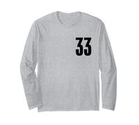 Número Treinta y Tres #33 Uniforme de Equipo Deportivo Cumpleaños 33 Manga Larga