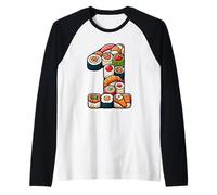 Número uno Sushi Rolls Obra Creativa Camiseta Manga Raglan