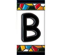 Número y letras para casa, Cerámica Pintada a Mano 5 x 11 cm md trencadis, Grabado y Cerámica Española (Letra B)