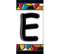 Número y letras para casa, Cerámica Pintada a Mano 5 x 11 cm md trencadis, Grabado y Cerámica Española (Letra E)