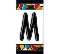 Número y letras para casa, Cerámica Pintada a Mano 5 x 11 cm md trencadis, Grabado y Cerámica Española (Letra M)