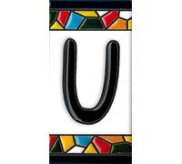 Número y letras para casa, Cerámica Pintada a Mano 5 x 11 cm md trencadis, Grabado y Cerámica Española (Letra U)