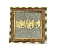 numeroastro Placa de pirita | Placa de pirita de siete caballos corriendo en marco | Marco de placa antipolvo de pirita para colgar en la pared (19 cm) (1 unidad)