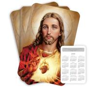 NumeroPhi Calendario de Bolsillo 2026 (Pack x3) Sagrado Corazón de Jesús, Estampita Fé Cristiana, 12 Meses Anuario Clásico