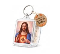 NumeroPhi Llavero Sagrado Corazón de Jesús doble cara en metacrilato, accesorio católico para mujer, Regalo religioso y detalle espiritual, fabricado en Europa