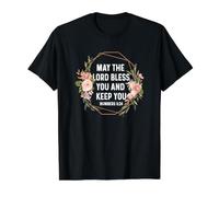 Números 6:24 6 24 Dios Jesús Cita Religiosa Cruz Cristiana Camiseta gráfica económica, Hombre, Negro, XL