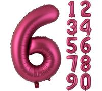 Números 6 Globos 40 pulgadas Vino Rojo Globo 6 Borgoña Foil Helio Globos Grandes para Cumpleaños Fiesta Aniversario Decoraciones (Digital 6)