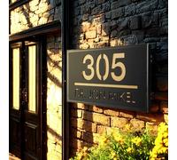 Números acrílicos 3D personalizados con marco de metal, número de casa para exteriores, creativos, exteriores, números de casa, oficina, nombre de puerta (180 x 180 x 11 mm)