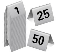 Números acrílicos para mesas de restaurante, Números de mesa tienda campaña doble cara y tarjetas lugar acero inoxidable negro, 2x2 pulgadas, 100 Uds(1-90)