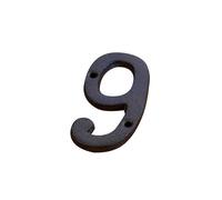 Números casa 2,95 pulgadas con tornillos - Número puerta moderno metal, números y letras hierro fundido, cartel dirección, para buzón exterior, apartamento, hotel, decoración pared, jardín(9)