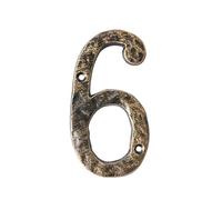 Números casa 5,5 pulgadas con tornillos - Número puerta moderno metal, números dirección hierro fundido bronce, cartel dirección, para exterior, buzón, apartamento, jardín, habitación(6)