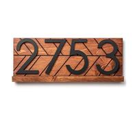 Numeros Casa Exterior, Número de Casa Letrero de número de casa Flotante Personalizado, Placas de Nombre de Familia de Calle al Aire Libre, Letrero de Puerta de Pared de Madera Mate(7,15x7.5inch)