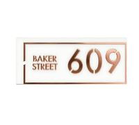 Numeros Casa Exterior,Números Casa Exterior Letrero de casa personalizado for exteriores, corte láser 3D, acrílico, placa matrícula, decoración calle con nombre(White(Rose gold),5.5x14 inch)