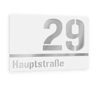 Números Casa Exterior Personalizables Placa de Acero Inoxidable Color Blanco Resistente a la Intemperie Para Puertas y Portales 160 X 110 mm [Made in Germany]