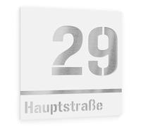 Números Casa Exterior Personalizables Placa de Acero Inoxidable Color Blanco Resistente a la Intemperie Para Puertas y Portales 230 x 230 mm [Made in Germany]