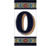 Números casa exterior - Placa Puerta - Cerámica esmaltada - Pintados a Mano con la técnica de la cuerda seca - Nombres y direcciones - Modelo Grande Flor 7,5 cms x 15 cms