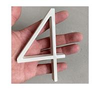 Números de calle metálicos, 1 número de casa flotante blanco de 125 mm, placa de aluminio con dirección de salida for letrero grande y moderno(125mm5 inch 4)