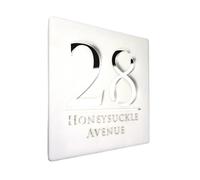 Números de calle metálicos, Número de casa de acrílico personalizado, negro mate, letrero moderno, placa de dirección de casa, placas de números flotantes 3D cortadas con láser(White silver,18cm (7 in