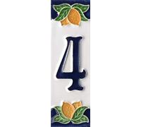 Números de casa, azulejos de cerámica italiana con números y letras, diseño de limón, tamaño del azulejo: 10 cm x 3,5 cm (número 4)