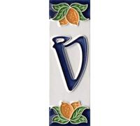 Números de casa, azulejos de cerámica italiana con números y letras, diseño de limón, tamaño del azulejo: 10 cm x 3,5 cm (carta V)