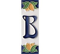 Números de casa, azulejos de cerámica italiana con números y letras, diseño de limón, tamaño del azulejo: 10 cm x 3,5 cm (letra B)