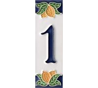 Números de casa, azulejos de cerámica italiana con números y letras, diseño de limón, tamaño del azulejo: 10 cm x 3,5 cm (número 1)