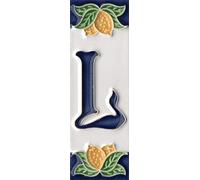 Números de casa, azulejos de cerámica italiana con números y letras, diseño de limón, tamaño del azulejo: 10 cm x 3,5 cm (letra L)