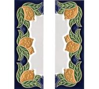 Números de casa, azulejos de cerámica italiana con números y letras, diseño de limón, tamaño del azulejo: 10 cm x 3,5 cm, 3 a 6 marcos de azulejos (extremo)