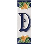 Números de casa, azulejos de cerámica italiana con números y letras, diseño de limón, tamaño del azulejo: 10 cm x 3,5 cm (letra D)