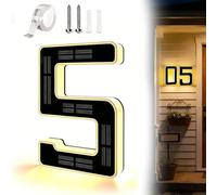 Números de casa con luz solar para exterior, señal de dirección iluminada impermeable grande de 9 pulgadas, encendido/apagado automático para cerca de patio de casa, visibilidad nocturna exterior 5