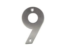 Números de casa de acero inoxidable 0-9 letras A-I mate cepilladas números de pared de puerta números de puerta números números de casa números (número 9)