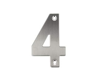 Números de casa de acero inoxidable 0-9 letras A-I mate cepillado, números de puerta para puerta, números de casa (número 4)