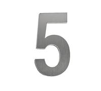 Números de casa de acero inoxidable de 3 pulgadas, números de casa modernos de metal, número de decoración de buzón, número de casa autoadhesivo, plateado (número 5)