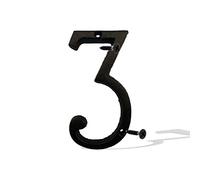 Números de casa de metal de hierro fundido de 5.5 pulgadas, números de buzón de correo, números de placa para interiores y exteriores, colgar en la pared, letras decorativas, número 3