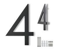 Números de casa de metal para exteriores de 20 cm, números grandes y modernos para exteriores, color negro mate, montaje flotante, montaje empotrado, números 4