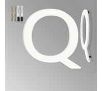 Números de casa flotantes de 6,3 cm para exteriores, letras de metal para exteriores, letras de dirección y números de aluminio blanco para puerta, buzón, jardín, hogar u oficina (carta, Q)