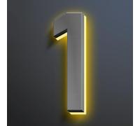 Números De Casa LED Retroiluminados, Acero Inoxidable Pulido A Mano Para Señales De Dirección De Casa, Número De Dirección De Casa Moderno Iluminado Para Tienda De Patio Exterior, Gris