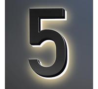 Números De Casa LED Retroiluminados, Dirección Moderna Iluminada Para Exteriores, 5