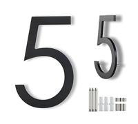 Números de casa negros de 20 cm para exteriores, números de casa grandes y modernos flotantes de metal para exteriores, montaje flotante empotrado, números de dirección de casa de aluminio, números 5