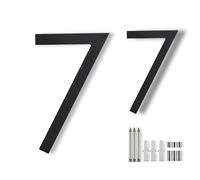 Números de casa para exteriores modernos de 20 cm, números de casa de metal para exteriores, números de casa grandes números negros para dirección de casa al aire libre, color negro mate, flotante,