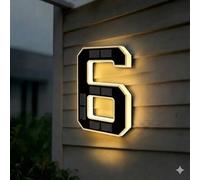Números de Casa Solares LED, Letrero de Dirección para Exterior, Impermeables IP65, Iluminación Automática Dusk to Dawn, Números Modernos 3D para Fachada, 4.7"/6.7"/9"(6-Negro,4.7")