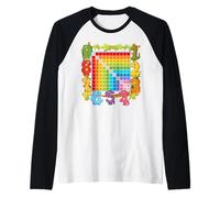 Números de Dinosaurio para Amantes de Las matemáticas, un Cuadrado de multiplicación de Dinosaurios Camiseta Manga Raglan